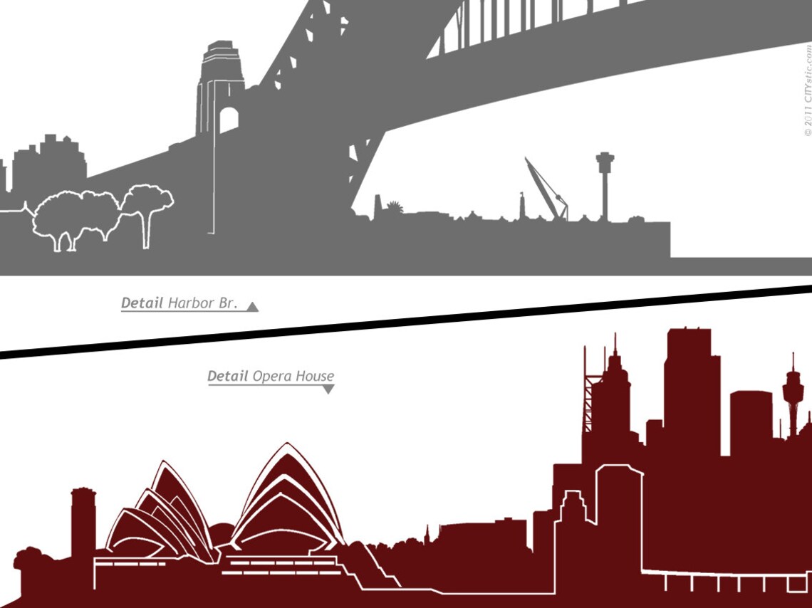 SYDNEY WALL DECAL Huge Sydney Skyline opera Harbour Etsy