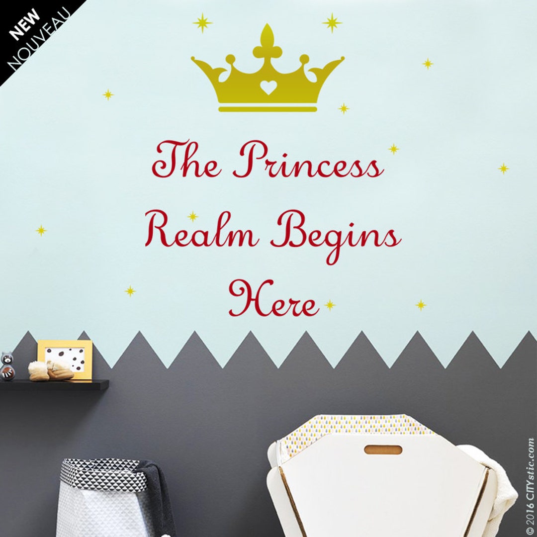 Princess Crown Wall Decal: "the Princess Realm Begins Here" - Etsy