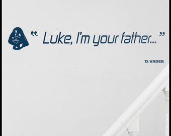STAR WARS DECAL :  Luke I'm your father - Darth Vader Decal, kids sticker, movie trilogy. Empire strikes back, bedroom decor