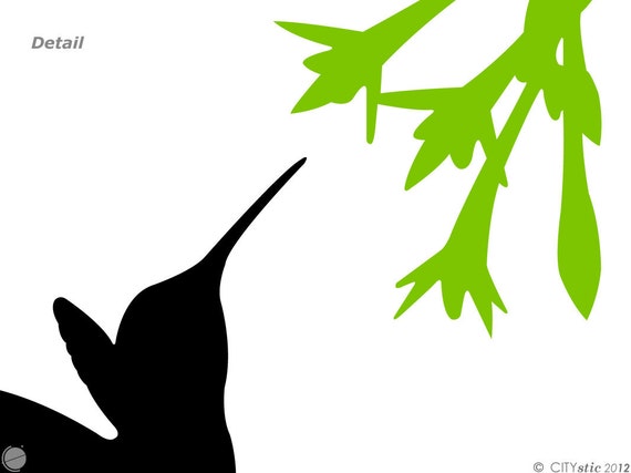 Petit Oiseau Un Colibri Qui Sapprête à Butiner Du Nectar Dune Fleur Sticker Mural