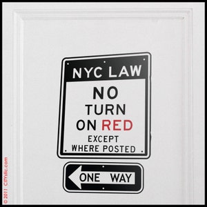 Adesivo da parete per segnaletica stradale di New York: divieto di svolta con il rosso, senso unico