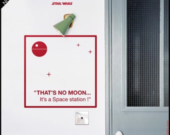 Star Wars WALL DECAL : That's No Moon Quote from Obi Wan Kenobi. With galaxy stars. Decor, Vinyl, sticker. The Force awakens