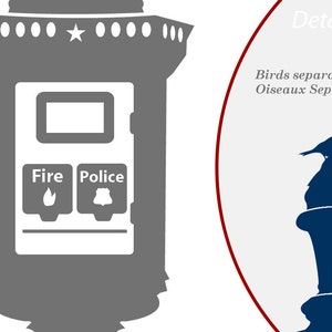 NYC WALL DECAL : Fire Bell Alarm Emergency Police Firemen. Birds, sparrows sticker. Free One Way sign decal image 3