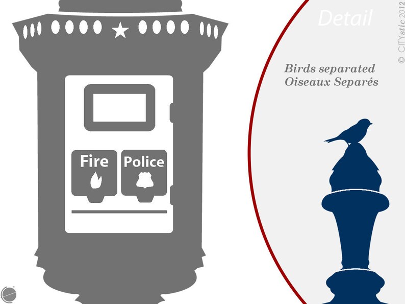 NYC WALL DECAL : Fire Bell Alarm Emergency Police Firemen. Birds, sparrows sticker. Free One Way sign decal image 3