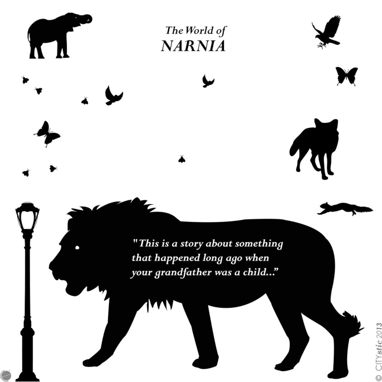 NARNIA WALL DECAL Aslan Lion With Lamp Post and Book's Etsy