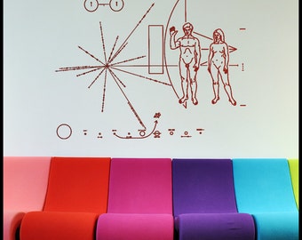 ASTRONOMY - WALL DECAL : The famous Pioneer Plaque sent to space for aliens. Space, Biology Geometry decal
