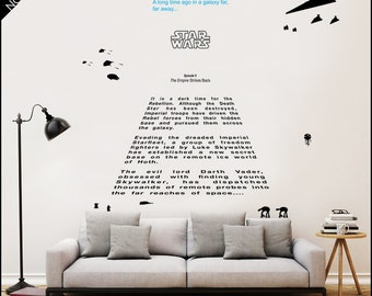 Star Wars Decal "The Empire Strikes Back" Full Crawl quote : 'A long time ago in a galaxy far far away'. Episode 5 decor