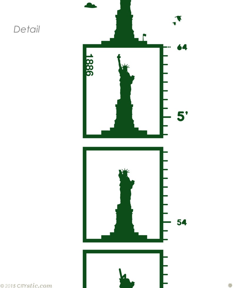 Kid Chart Height Decal Statue of Liberty in Feet or Cm Etsy
