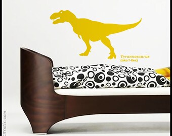 DINOSAUR : Mean Tyrannosaurus Rex (aka T-Rex) running chasing. Kid or nursery - WALL DECAL