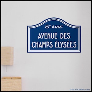 パリ：ウォールデカール - フランス、パリのシャンゼリゼ通りの道路標識。ビニール製パネル、装飾、リビングルームに最適