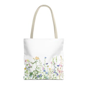 Floral Tote Bag, Flower Pattern Carryall, Botanical Tote, Garden Tote, Shopping Bag, Reusable Grocery Bag, Eco-Friendly Floral Tote