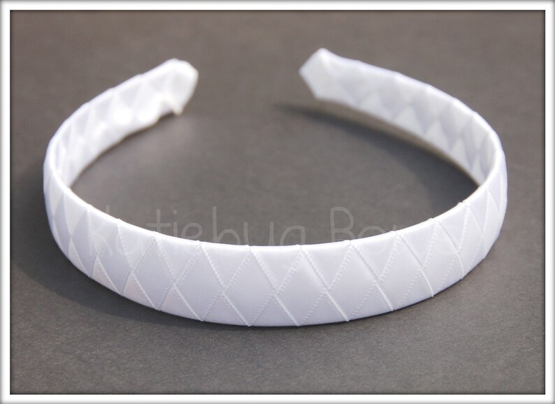White Pink Ivory Satin Woven Headband  3 Color Choices  image 0