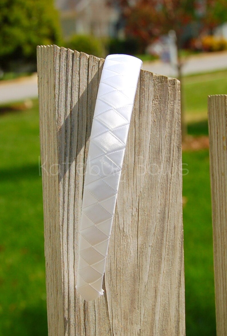 White Pink Ivory Satin Woven Headband  3 Color Choices  image 3