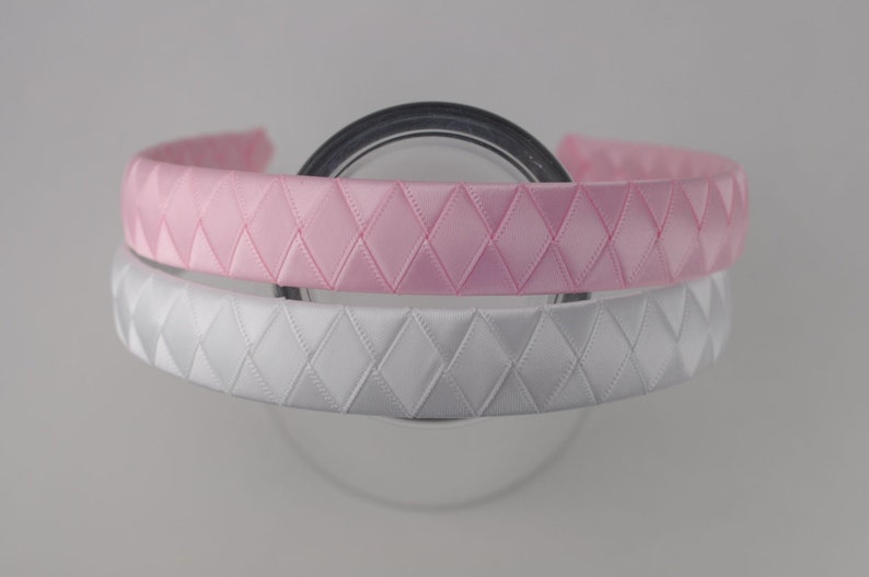 White Pink Ivory Satin Woven Headband  3 Color Choices  image 1