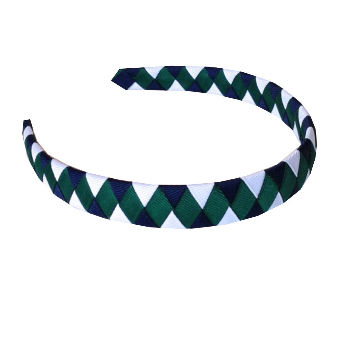 White Hunter Green and Navy Woven Headband Great for Etsy
