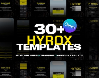 Hyrox Social Media Templates: Fitness Challenge, Personal Trainer (Canva, Instagram Post/Story/Reels Bundle)