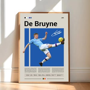Poster Kevin De Bruyne, poster Manchester City, voetbalcadeaus, sportposter, poster voetbalspeler, voetbalkunst aan de muur, posters sportslaapkamer, voetbalcadeaus