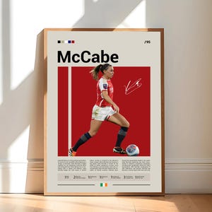 Pôster de Katie McCabe, pôster da WSL, pôster do Arsenal, pôster esportivo, pôster de jogador de futebol, arte de parede de futebol, pôsteres esportivos para quarto
