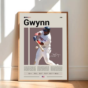 Pôster de Tony Gwynn, pôster do San Diego Padres, impressões de beisebol, pôster esportivo, presente de jogador de beisebol, arte de parede de beisebol, pôsteres esportivos para quarto