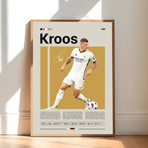 Pôster de Toni Kroos, Pôster do Real Madrid, Presentes de futebol, Pôster esportivo, Pôster de jogador de futebol, Arte de parede de futebol, Pôsteres esportivos para quarto
