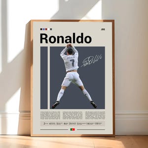Pôster do Cristiano Ronaldo, pôster do Real Madrid, presentes de futebol, pôster esportivo, pôster de futebol, arte de parede de futebol, pôsteres esportivos para quarto