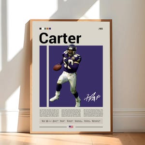 Pôster de Chris Carter, impressão do Minnesota Vikings, pôster da NFL, pôster esportivo, fãs da NFL, pôster de futebol americano, arte de parede da NFL, pôsteres esportivos para quarto