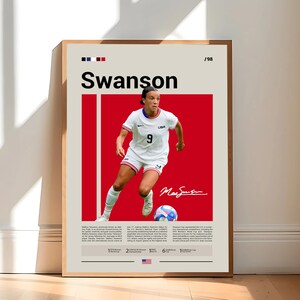 Pôster de Mallory Swanson, Futebol Feminino, Pôster de Esportes, Pôster de Jogador de Futebol, Arte de Parede de Futebol, Pôsteres de Quarto de Esportes