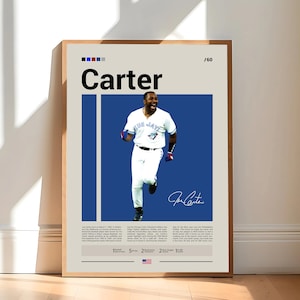 Pôster de Joe Carter, pôster do Toronto Blue Jays, impressões de beisebol, pôster esportivo, presente para jogador de beisebol, arte de parede de beisebol, pôsteres esportivos para quarto