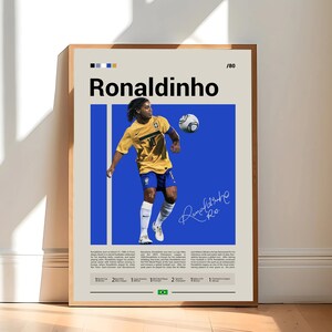 Poster Ronaldinho, Brasilien Fußball Poster, Fußball Geschenke, Sport Poster, Fußballspieler Poster, Fußball Wandkunst, Sport Schlafzimmer Poster