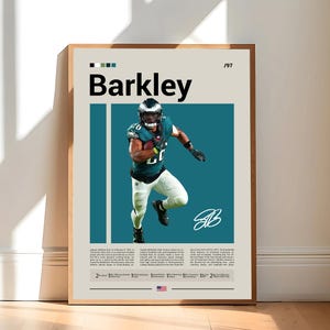 Saquon Barkley Poster, Philadelphia Eagles Print, NFL Poster, Sports Poster, NFL Fans, Football Poster, NFL Wall Art, Sports Bedroom Posters