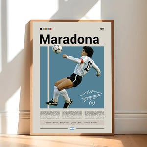 Pôster de Diego Maradona, pôster de futebol da Argentina, presentes de futebol, pôster esportivo, pôster de jogador de futebol, arte de parede de futebol, pôsteres esportivos para quarto