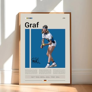 Pôster da Steffi Graf, pôster de tênis, pôster motivacional, pôster esportivo, arte esportiva moderna, presentes para tênis, pôster minimalista, arte para tênis
