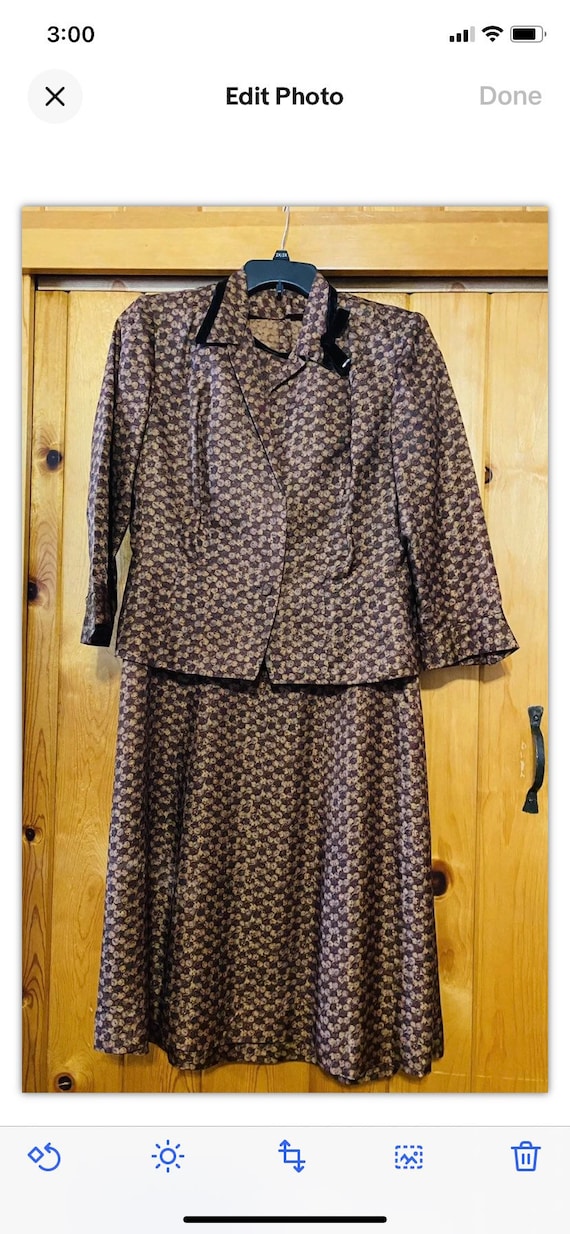 Vintage 40s 50s Dress & Peplum Jacket Outfit Kaye… - image 1