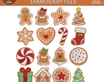 Gingerbread Cookies Embroidery - Christmas Baking Gingerbread Machine Embroidered Funny Christmas Machine Embroidery, Christmas Embroidery