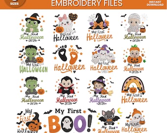 My 1st Halloween Embroidery, Baby Embroidery Design, My 1st Halloween Baby Embroidery Design, Machine Embroidery File, 9 Sizes