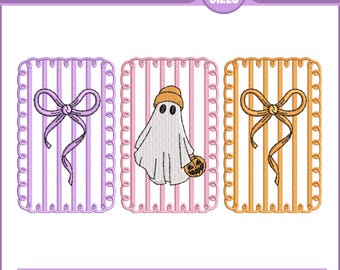 Kokette Schleife Geist Stickdatei, Halloween Spooky Maschinenstickdatei, Girly Halloween Kokette Spooky Vibes Geist Stickdatei