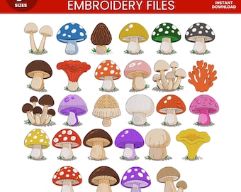 Mini Mushroom Embroidery Design Bundle, Mushroom Embroidery File, Forest Mushroom Embroidery, Cottagecore Embroidery Design