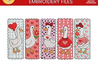Just A Love Goose Embroidery File, Funny Valentine Embroidery File, Sarcastic Goose Quirky Anti-Valentine Gift, Preppy Valentine