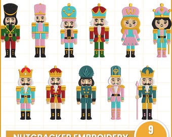 Nutcracker Soldiers Embroidery Bundle | Christmas Nutcracker Embroidery Patterns | Nutcracker Machine Embroidery | Instant Download | 9 size