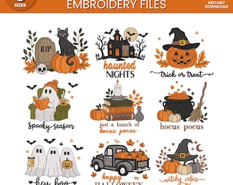 Halloween Embroidery Designs Bundle – Pumpkin, Spooky, Cozy (Digital Download)