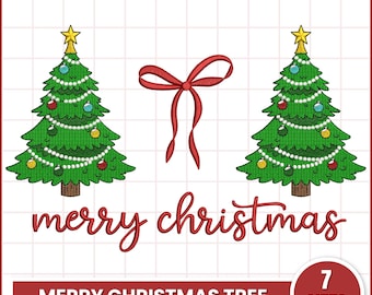Coquette Christmas Tree Embroidery Design, Merry Christmas Embroidery Pattern, Holiday Embroidery, Christmas Embroidery Design