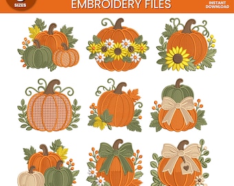 Pumpkin Wreath Embroidery Design, Fall Pumpkin Machine Embroidery, Autumn Wreath Embroidery, Thanksgiving Decor, PES DST JEF
