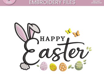 7 Size Happy Easter Embroidery Design, Easter Embroidery Design, Cute Easter Pes File, Embroidery Machines File