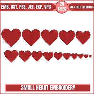 Small Heart Embroidery Design -20 Sizes - Mini Heart Fill Stitch Embroidery Design-Valentine Day Embroidery Design-Machine Embroidery Design