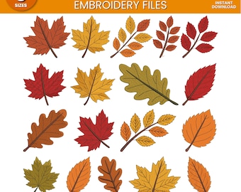 Fall Leaves Bundle Embroidery Autumn Leaf Embroidery Design Fall Embroidery Pattern Autumn Leaves Embroidery Nature Leaves Autumn Embroider