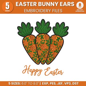 Easter Vintage Carrot Embroidery File, Rustic Spring Carrot Floral Embroidery Design, Vintage Lover Gifts, Instant Download