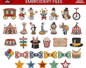 Circus Embroidery Designs, Carnival Machine Embroidery File, Ferris Wheel Carousel Popcorn Cotton Candy Balloon, Fair Embroidery Set.