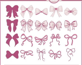 Mini Bow Machine Embroidery Design Ribbon Bow Tie Embroidery, Side Bow Applique, Satin Stitch, Straight Tailed, 6 Sizes