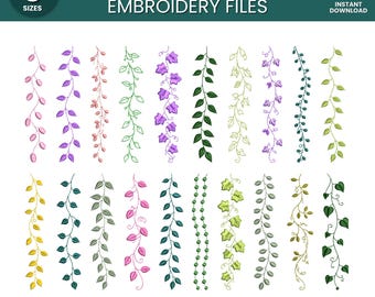 Leaves Borders Bundle Embroidery Design | Greenery leaves Embroidery Machine File | Leaves Embroidery Pattern | Nature Leaves | Leaf Branch