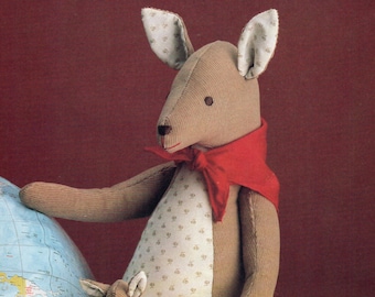 Kangaroo and Joey sewing pattern- 15 inches tall-toy-vintage pattern